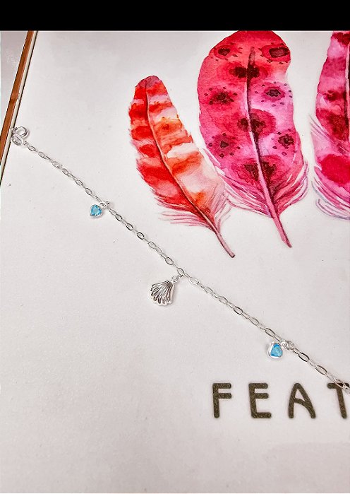 Pulseira Coração C/ Pingente Concha