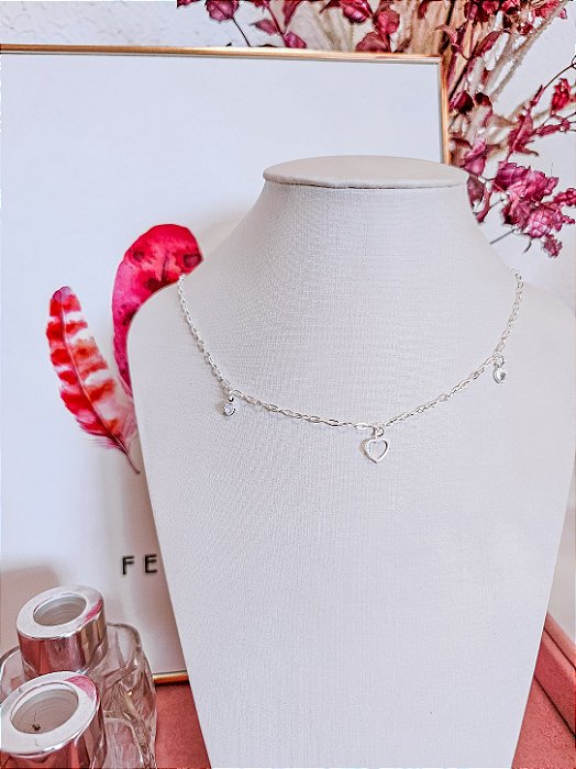 Choker Corações Vazados 40cm