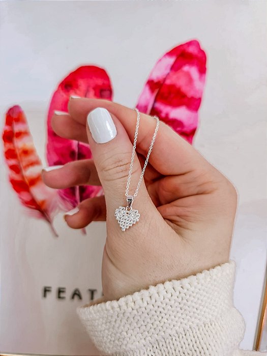 Colar Coração Quebra-Cabeça 45cm