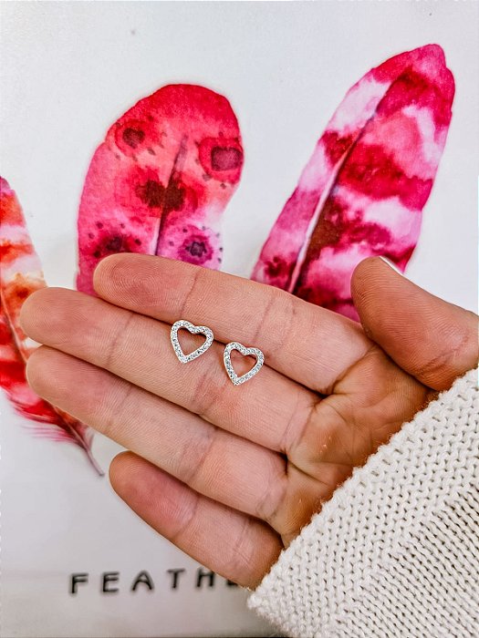 Brinco Coração Cravejado