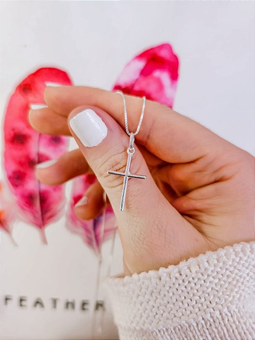 Colar Cruz Palito 45cm