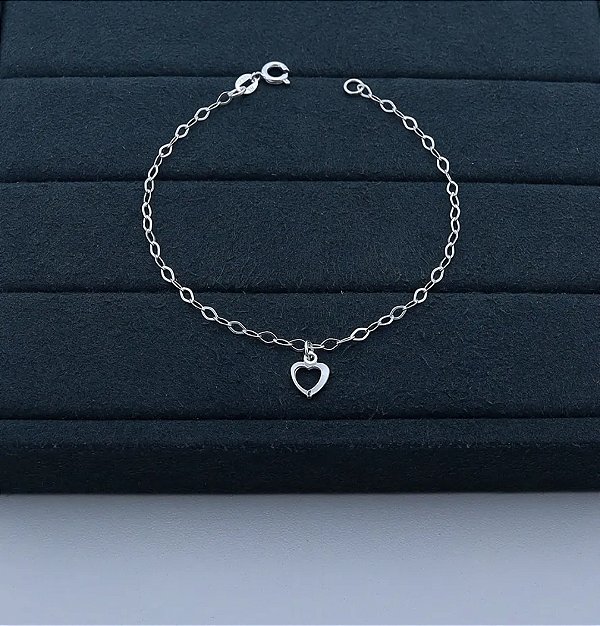 Pulseira Pingente Coração Vazado