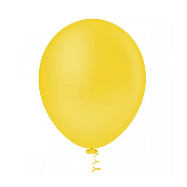 Balão Redondo Liso N°9  C/50 Unidades Amarelo