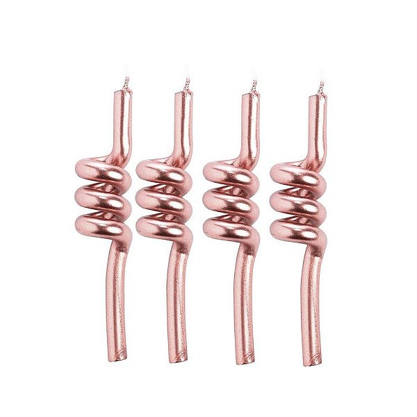 Vela Espiral metalizada rose gold 4 Unidades