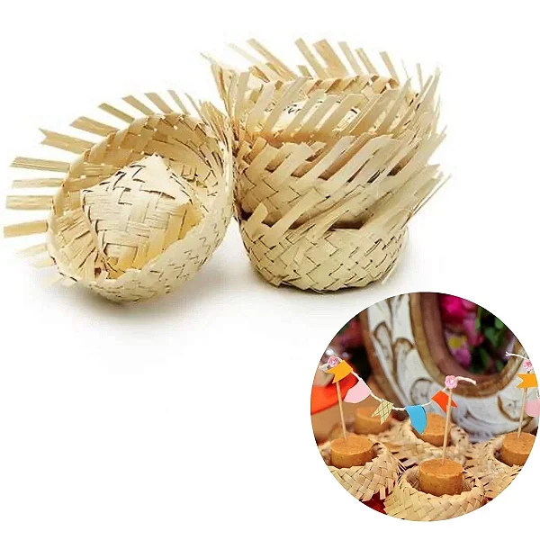 MINI CHAPÉU DE PALHA PARA FESTA JUNINA 20 UNIDADES