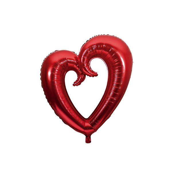 Balão Metalizado Coração Vazado Vermelho 40 Polegadas