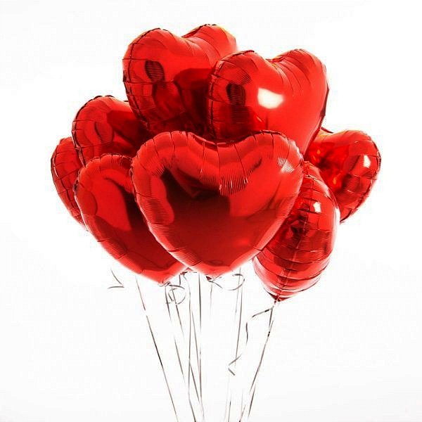 Balão de coração metalizado vermelho 5 Unidades 24cm
