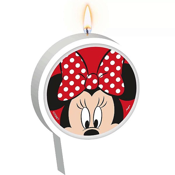 VELA PLANA PARA BOLO MINNIE MOUSE  1 UNIDADE