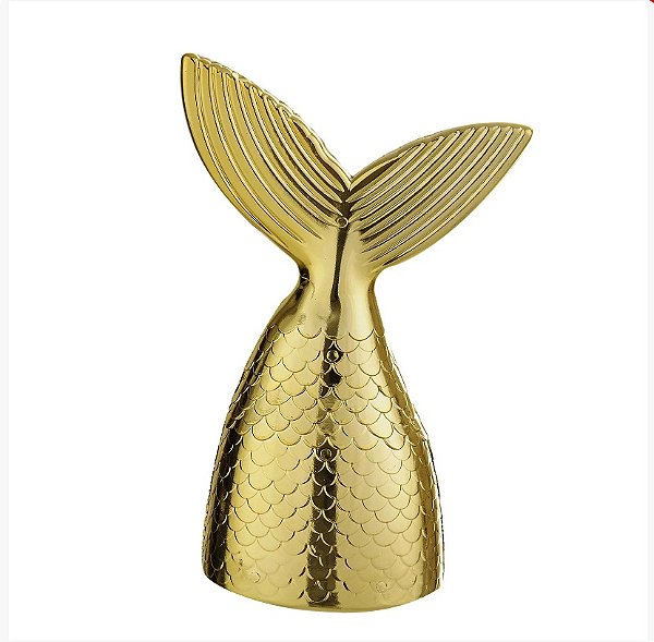 CALDA DE SEREIA DECORATIVA 23CM DOURADO METALIZADO 1 UNIDADE