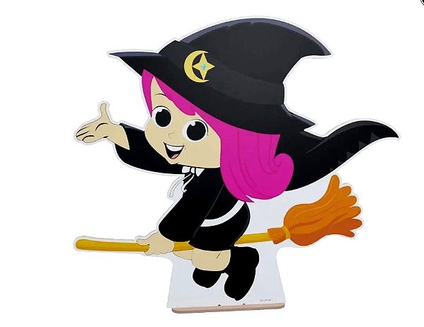 ENFEITE DE MESA MDF BRUXINHA HALLOWEEN  1 UNIDADE