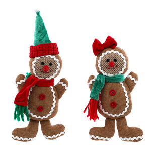 Casal Enfeite Adorno Gingerbread Tecido Multicolorido 7x11x3cm