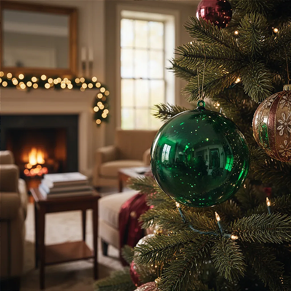 Bola Esfera Acrílica 20cm Transp. Verde Unid - Decoração