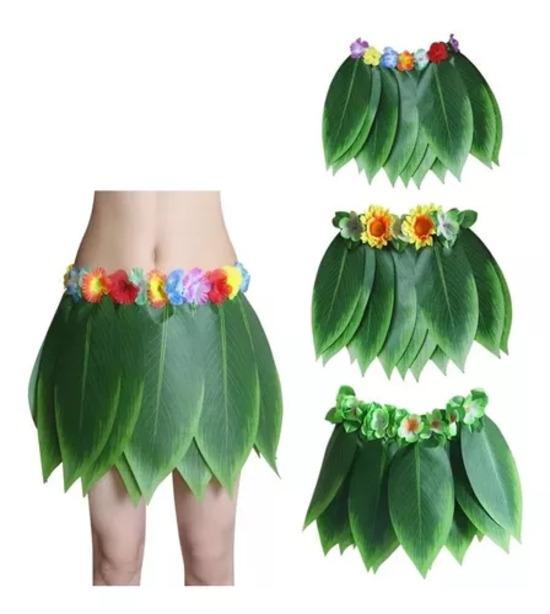 Saia Havaiana Folhas Carnaval Tamanho Único 68x37cm
