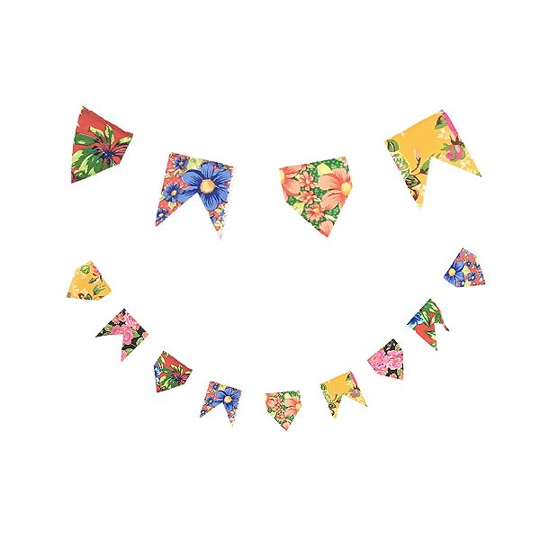 Bandeirinha Festa Junina Tecido Estampa Chita - 2,5 Metros