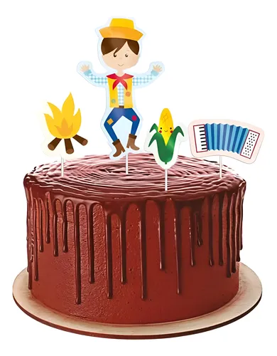 Topper Para Bolo Menino Festa Junina Divertida