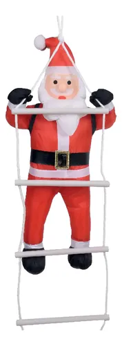 Papai Noel Com Escada Em Tecido 60cm - Enfeite Natalino