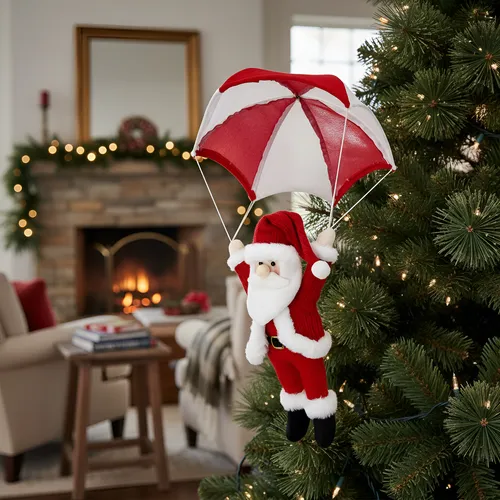 Enfeite Natalino Papai Noel Paraquedista 65cm - Unid