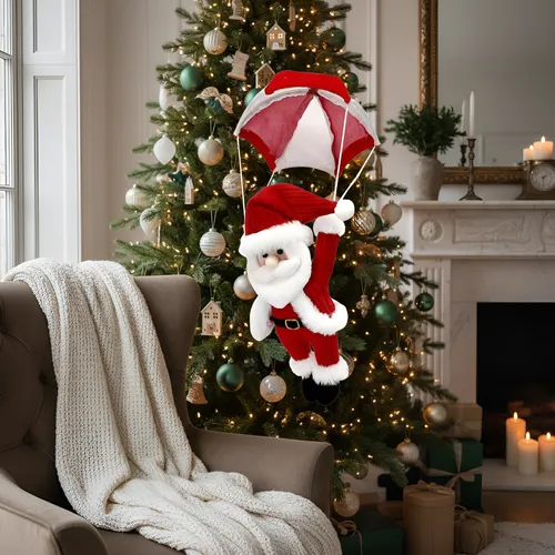 Enfeite Natalino Papai Noel Paraquedista 45cm - Unid