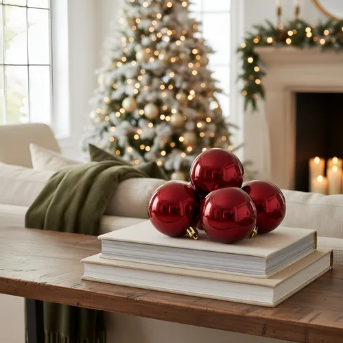 Bola De Natal Lisa Pérolada Vinho 8cm C/6 Unid - Decoração