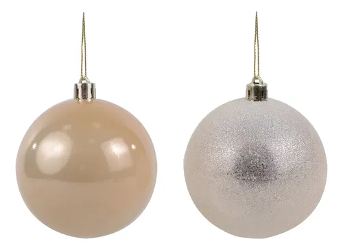 Bolas De Natal Perolada Champagne 12cm C/4 Unid - Decoração