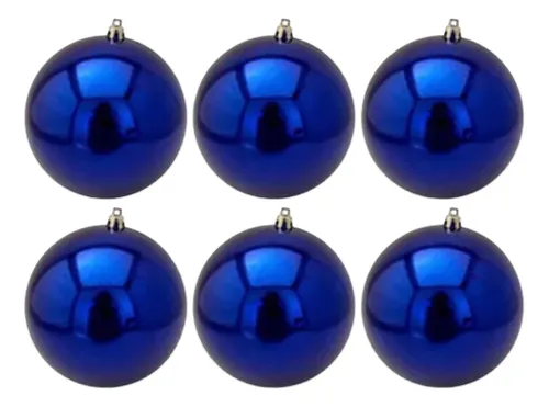 Bolas De Natal Azul Classic Navy 8cm C/6 Unid - Decoração