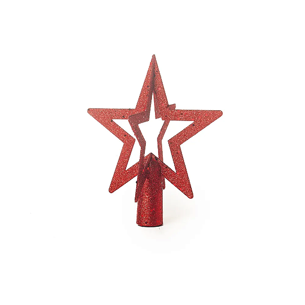 Ponteira Enfeite Estrela Vermelha Para Árvore 20cm - Unid