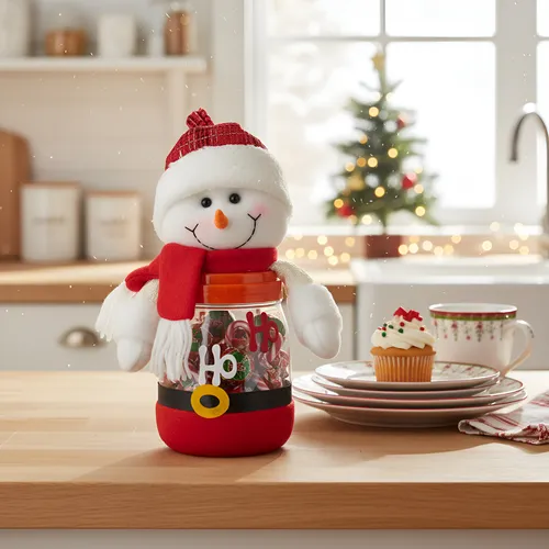 Pote Plástico Boneco De Neve Natalino 14x26cm - Unid