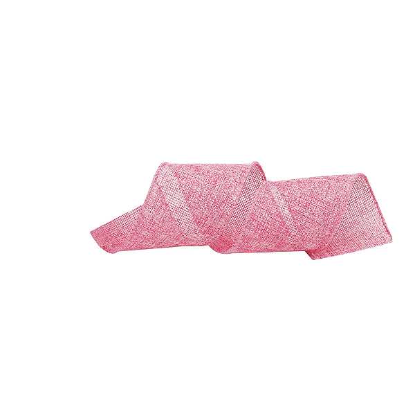 Fita De Juta Rosa Aramada Decorativa 6,3cm x 9,14m - 1 Unid