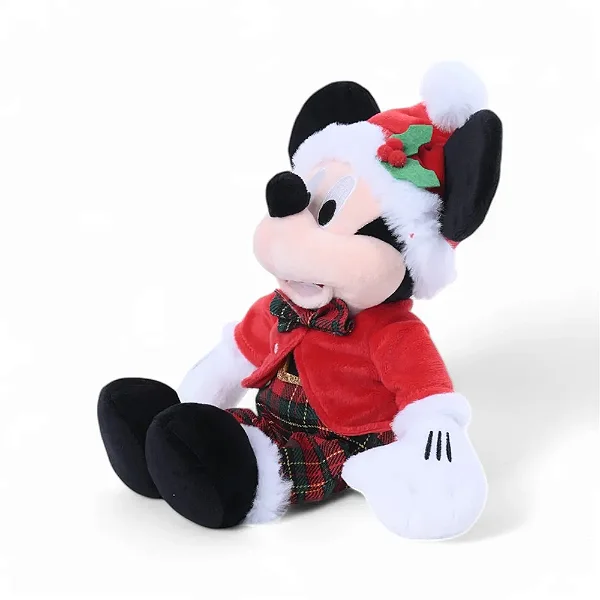 Pelucia Mickey Calça Xadrez Vermelho / Ouro Disney 30cm - Un
