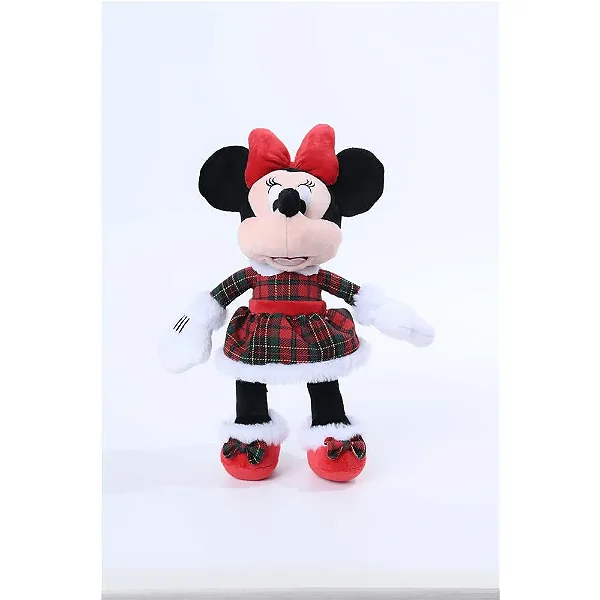 Pelucia Minnie Roupa Xadrez Vermelho/ Verde 45cm - Decoração