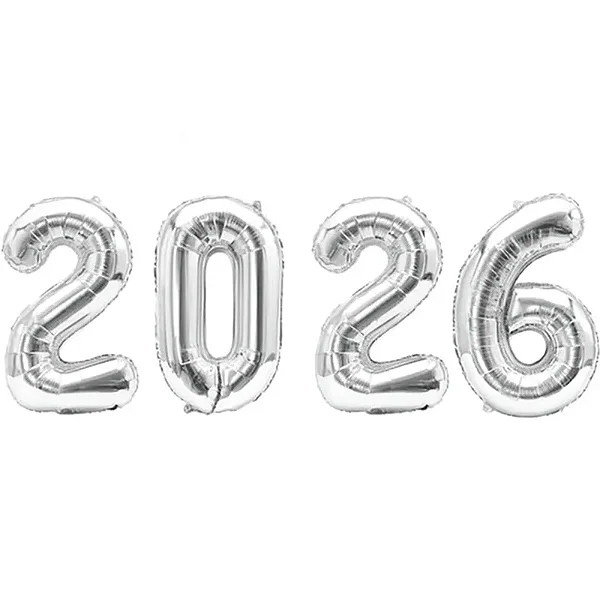 Kit Balão Metalizado 2026 Prata 45cm Prata 2026