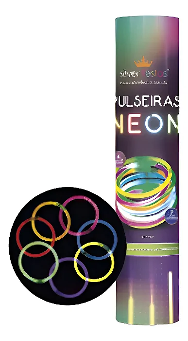 Pulseira Neon Para Festas - Tubo C/50 Unid Colorido