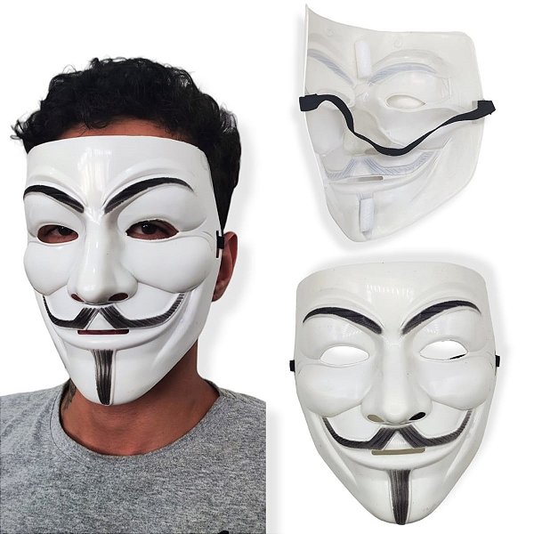 Máscara V De Vingança Plástico Carnaval - Unid