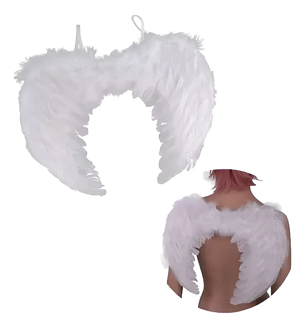 Asa De Anjo Pena Sintetica P/ Carnaval Branca - Unid