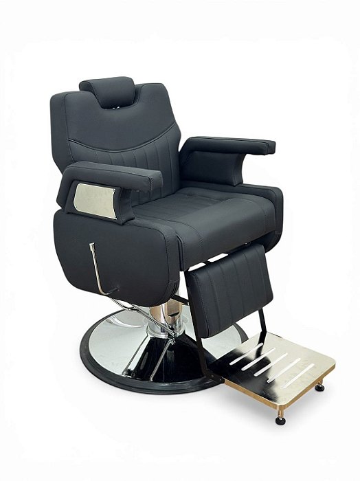 Cadeira de barbeiro profissional New Black Hidraulica Reclinavel