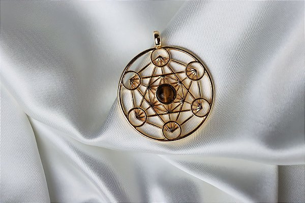 Colar Metatron - Folheado a Ouro - Olho de Tigre
