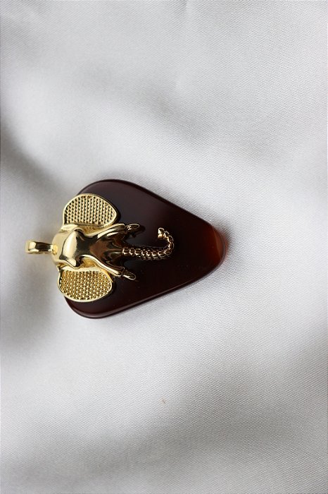 Pingente Ganesha - Folheado a Ouro - Ágata Vermelha