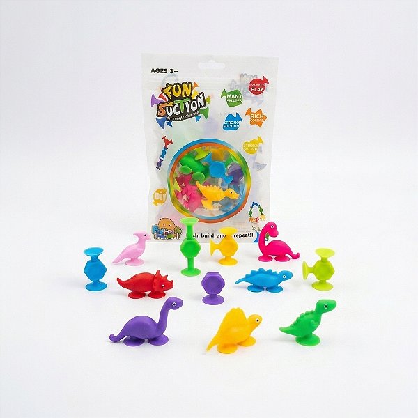 Dinossauros de Ventosa + Conectores (12 Peças)