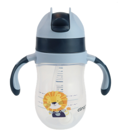 Copo com Canudo de Silicone Leão Luck Clingo 240 ml