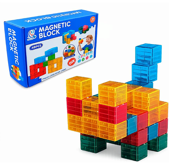 Blocos Magnéticos Translúcidos – 48 Peças