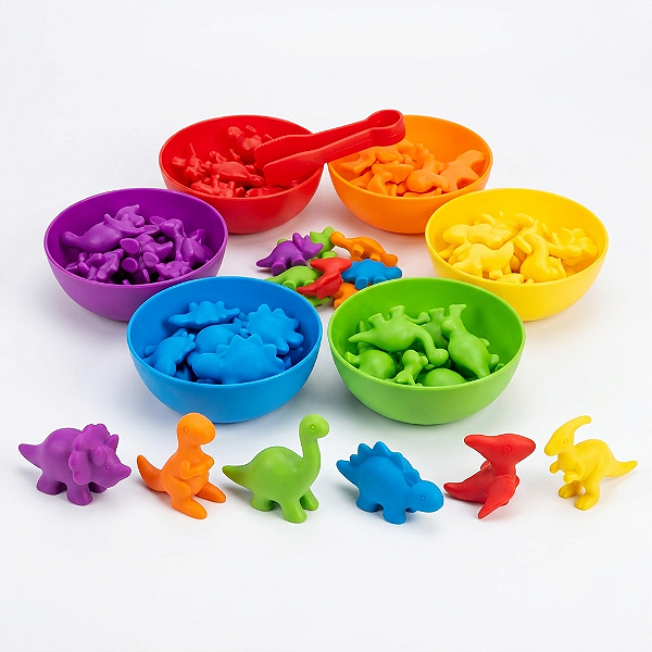 Jogo de Classificação – Dinossauros e Cores | 44 Peças