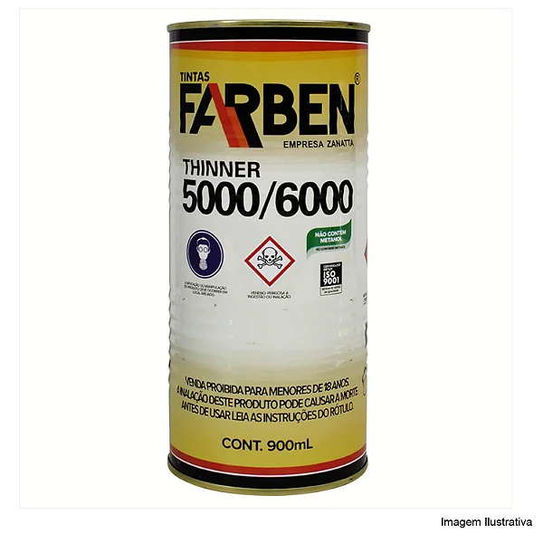 Thinner 5000 para Limpeza e Diluição de Sintético 900ml Farben
