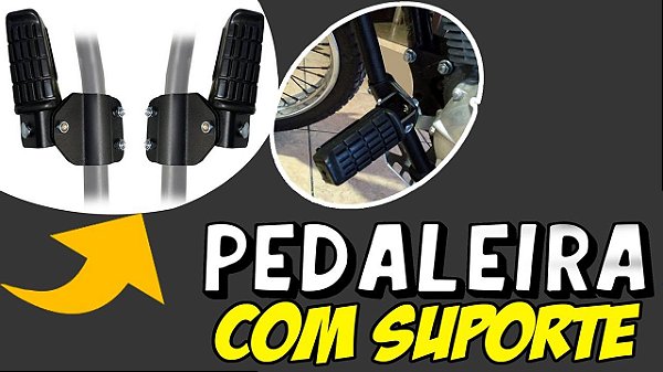 Pedaleira Universal Com Suporte para Protetor Motor Carenagem Mata Cachorro Moto