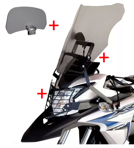 Kit xre190 - Bolha Fumê com suporte GPS + protetor Farol + Defletor fumê