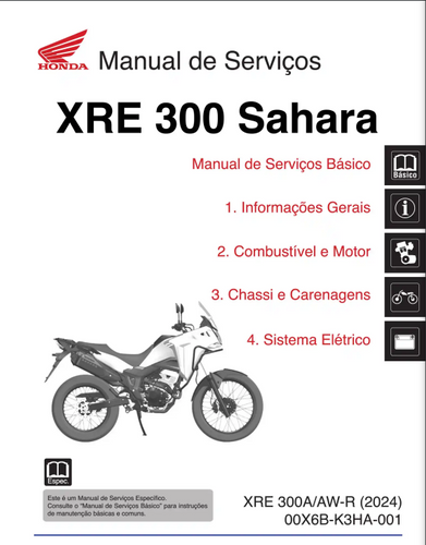 Manual de serviço manutenção (livro digital) da SAHARA 300 2024 2025 2026