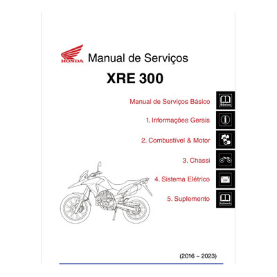 Manual de serviço manutenção (livro digital) da XRE300 2023 2022 2021 2020 2019 2018 2017 2016 2015