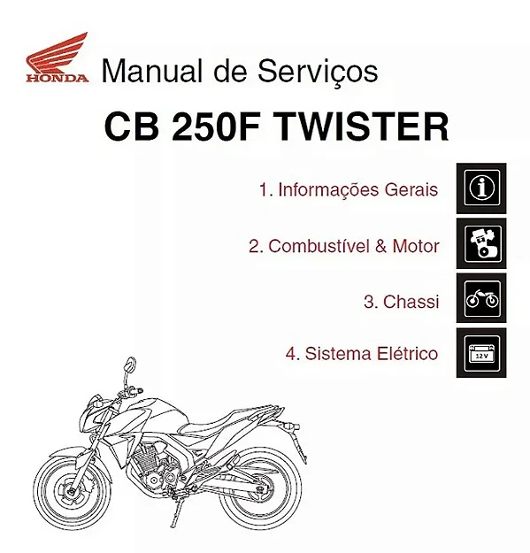 Manual de serviço manutenção (livro digital) da Honda CB Twister CB 250 F cb250f