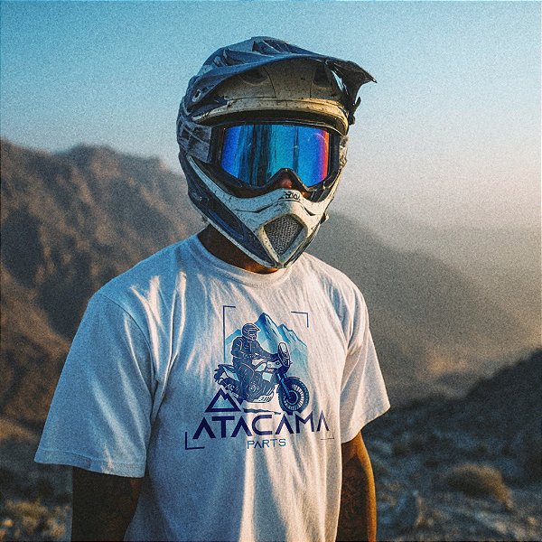 Camiseta ATACAMA Parts Branca para motociclistas - camisa P M e G