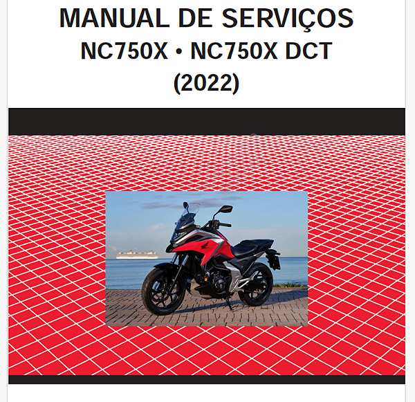 Manual de serviço manutenção (livro digital) honda NC750X 2022 2023 2024 Manual e DCT