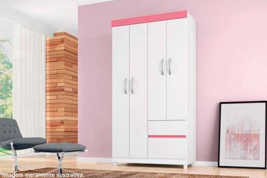 DORM. GUARDA ROUPA LOTUS BRANCO COM ROSA